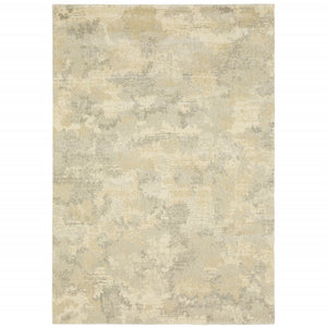 6' X 9' Grey Ivory Beige And Taupe Abstract Power Loom Stain Resistant Area Rug