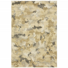 8' X 11' Beige Grey And Gold Abstract Power Loom Stain Resistant Area Rug