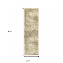 2' X 8' Beige Grey Tan And Gold Abstract Power Loom Stain Resistant Runner Rug