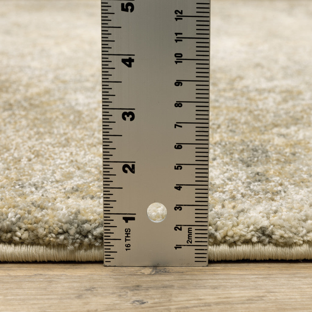 2' X 8' Beige Grey Tan And Gold Abstract Power Loom Stain Resistant Runner Rug