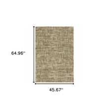 3' X 5' Beige Brown Tan And Blue Green Abstract Power Loom Stain Resistant Area Rug