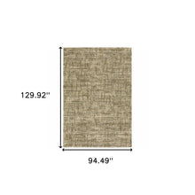 8' X 11' Beige Brown Tan And Blue Green Abstract Power Loom Stain Resistant Area Rug