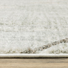 Grey Beige Sage Brown Tan Charcoal And Pale Blue Geometric Power Loom Stain Resistant Runner Rug - 2' x 8'