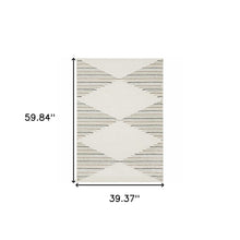 Beige Grey Sage Green Pale Blue Brown And Charcoal Geometric Power Loom Stain Resistant Area Rug - 3' x 5'
