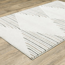 Beige Grey Sage Green Pale Blue Brown And Charcoal Geometric Power Loom Stain Resistant Area Rug - 5' x 8'