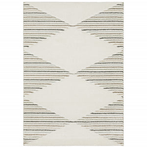Beige Grey Sage Green Pale Blue Brown And Charcoal Geometric Power Loom Stain Resistant Area Rug - 10' x 13'