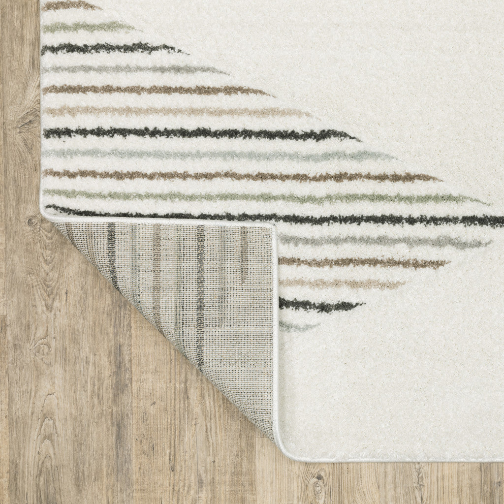 Beige Grey Sage Green Pale Blue Brown And Charcoal Geometric Power Loom Stain Resistant Area Rug - 10' x 13'