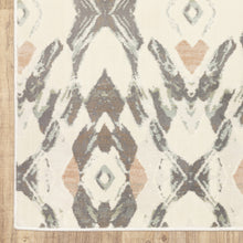 8' X 11' Ivory Pink And Sage Geometric Power Loom Stain Resistant Area Rug