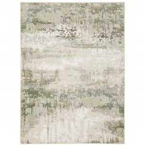 6' X 9' Beige Grey Brown And Sage Green Abstract Power Loom Stain Resistant Area Rug