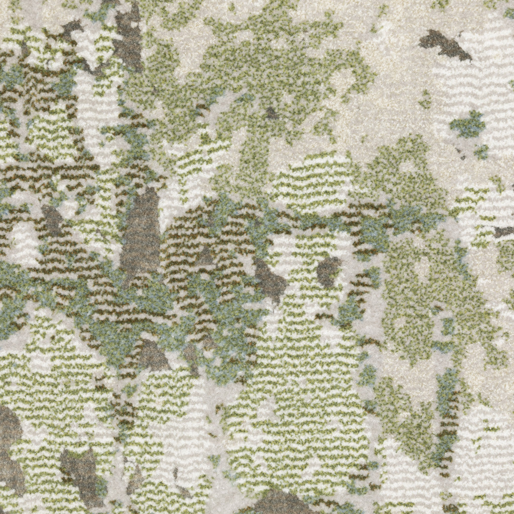 6' X 9' Beige Grey Brown And Sage Green Abstract Power Loom Stain Resistant Area Rug