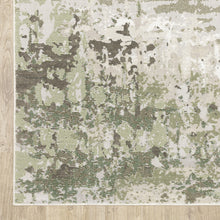 6' X 9' Beige Grey Brown And Sage Green Abstract Power Loom Stain Resistant Area Rug