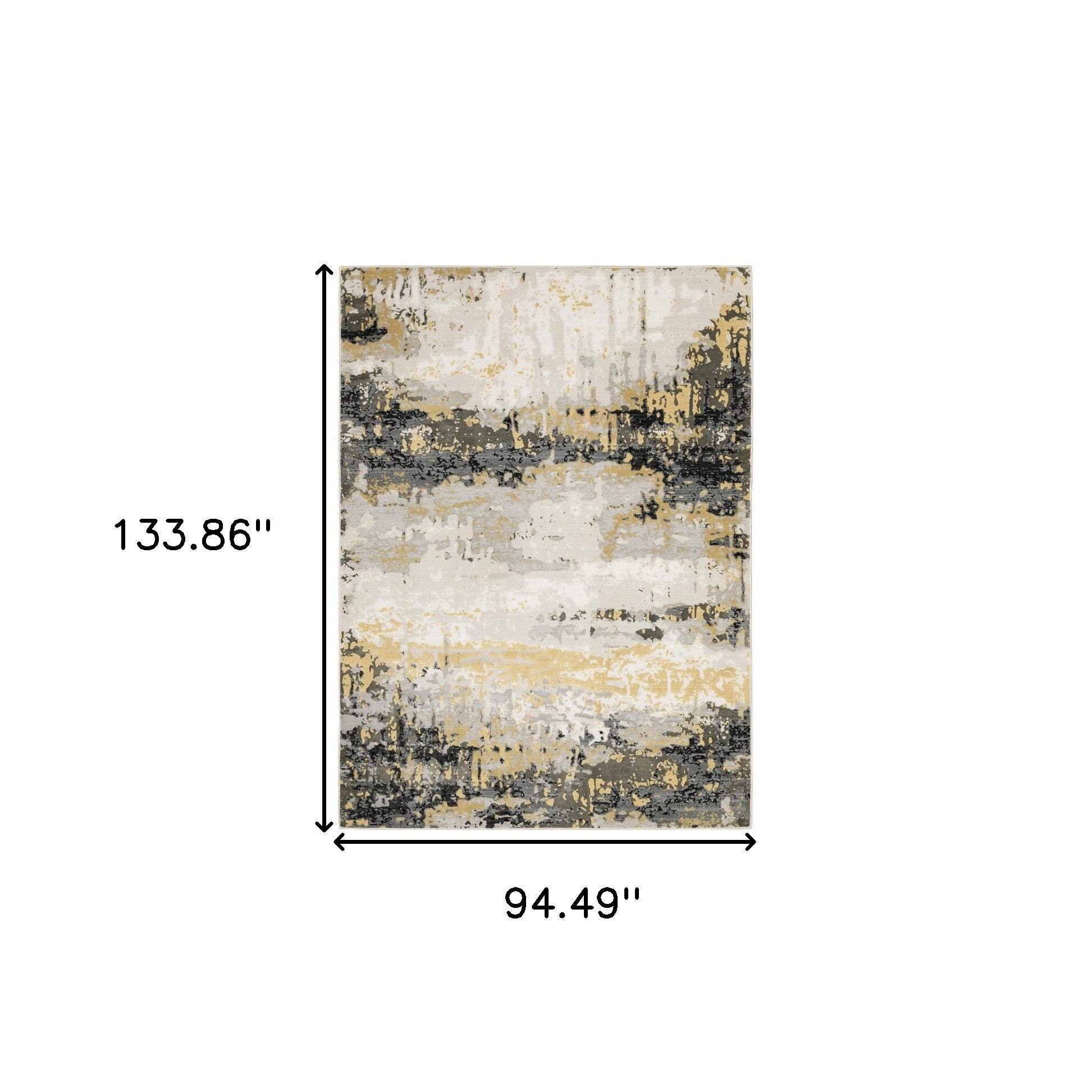 8' X 11' Grey Gold Beige Black And Brown Abstract Power Loom Stain Resistant Area Rug