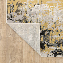 8' X 11' Grey Gold Beige Black And Brown Abstract Power Loom Stain Resistant Area Rug