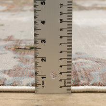 2' X 8' Grey Salmon Pink Blue Beige And Green Abstract Power Loom Stain Resistant Runner Rug