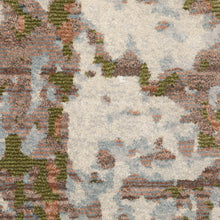 10' X 13' Grey Salmon Pink Blue Beige And Green Abstract Power Loom Stain Resistant Area Rug
