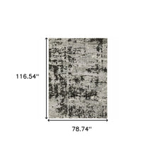 6' X 9' Grey Charcoal Black And Ivory Abstract Power Loom Stain Resistant Area Rug