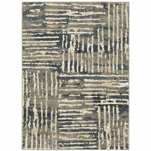 4' X 6' Blue And Beige Abstract Power Loom Stain Resistant Area Rug