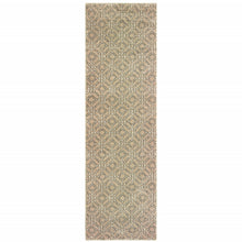 2' X 8' Sand And Ivory Geometric Power Loom Stain Resistant Runner Rug