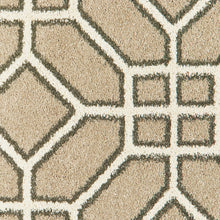 2' X 8' Sand And Ivory Geometric Power Loom Stain Resistant Runner Rug