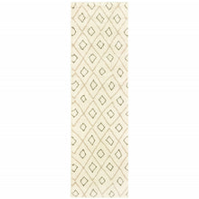 2' X 8' Sand Ash Grey And Ivory Geometric Power Loom Stain Resistant Runner Rug