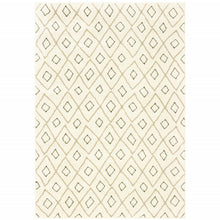 8' X 10' Sand Ash Grey And Ivory Geometric Power Loom Stain Resistant Area Rug