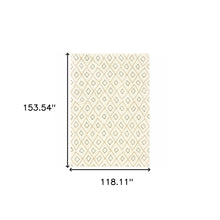 10' X 13' Sand Ash Grey And Ivory Geometric Power Loom Stain Resistant Area Rug