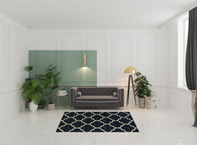 5' X 7' Navy And Ivory Geometric Power Loom Stain Resistant Area Rug