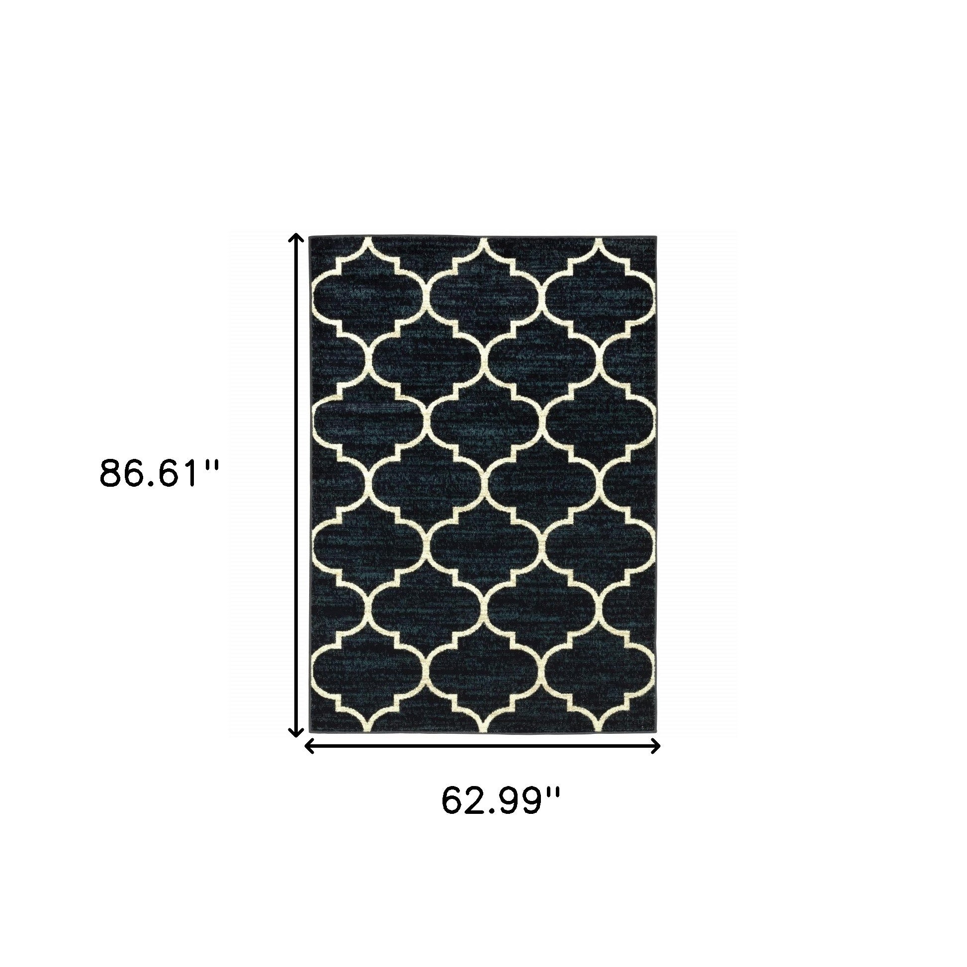5' X 7' Navy And Ivory Geometric Power Loom Stain Resistant Area Rug