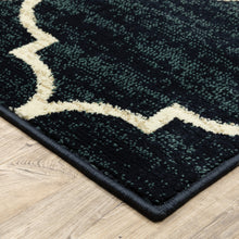 5' X 7' Navy And Ivory Geometric Power Loom Stain Resistant Area Rug