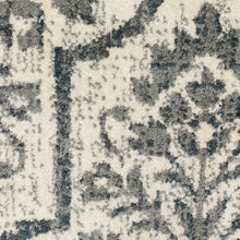 8' X 10' Ivory Blue And Sage Floral Power Loom Stain Resistant Area Rug