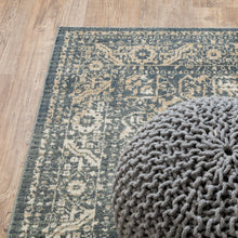 8' X 10' Beige Grey And Blue Oriental Power Loom Stain Resistant Area Rug