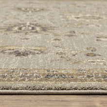 8' X 11' Grey Brown Tan And Beige Oriental Power Loom Stain Resistant Area Rug