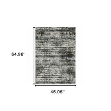 4' X 6' Ivory Charcoal Grey Blue Rust And Brown Abstract Power Loom Stain Resistant Area Rug