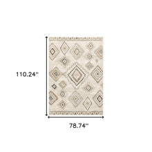 6' X 9' Ivory Orange Tan Black And Grey Southwestern Power Loom Stain Resistant Area Rug
