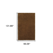 8' X 11' Brown Shag Tufted Handmade Stain Resistant Area Rug