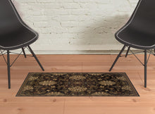2' X 3' Brown Beige Blue And Red Oriental Power Loom Stain Resistant Area Rug