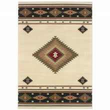 8' X 11' Beige Southwestern Power Loom Stain Resistant Area Rug