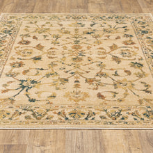 Beige Gold And Teal Oriental Power Loom Stain Resistant Area Rug - 8' x 10'