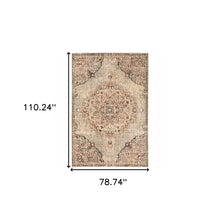 6' X 9' Grey Rust Deep Teal Beige And Orange Oriental Power Loom Stain Resistant Area Rug