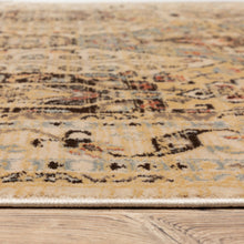 4' X 6' Beige Grey Dolphin Blue Deep Teal Gold And Orange Oriental Power Loom Stain Resistant Area Rug