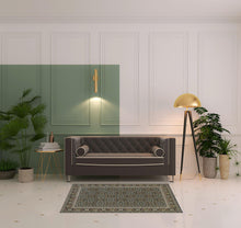 4' X 6' Navy Blue Green Red Ivory And Yellow Oriental Power Loom Stain Resistant Area Rug