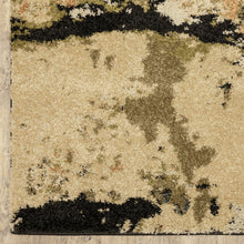 4' X 6' Beige Charcoal Teal And Moss Green Abstract Power Loom Stain Resistant Area Rug