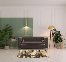 4' X 6' Beige Charcoal Teal And Moss Green Abstract Power Loom Stain Resistant Area Rug