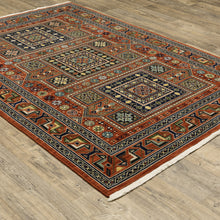 2' X 3' Red Blue Beige And Green Oriental Power Loom Stain Resistant Area Rug With Fringe