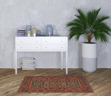 3' X 5' Red Blue Beige And Green Oriental Power Loom Stain Resistant Area Rug With Fringe