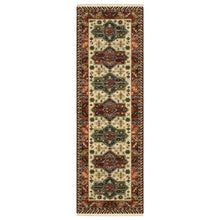 2' X 6' Brick Red Orange Rust Beige Gold Pale Blue Olive Navy And Black Oriental Power Loom Runner Rug With Fringe