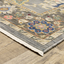 Blue Grey Gold Green Pink Orange Ivory And Red Oriental Power Loom Stain Resistant Area Rug With Fringe 2' X 3'