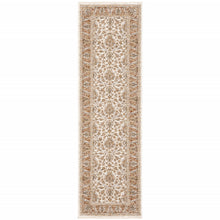 2' X 8' Rust And Ivory Oriental Power Loom Stain Resistant Runner Rug With Fringe