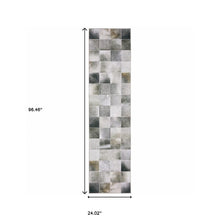 2' X 8' Grey Charcoal Brown And Beige Geometric Power Loom Stain Resistant Runner Rug