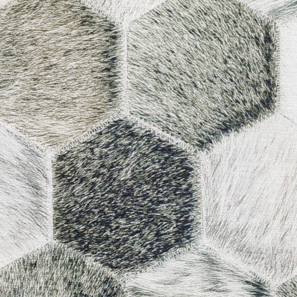 2' X 8' Grey Charcoal Brown Tan And Ivory Geometric Power Loom Stain Resistant Runner Rug